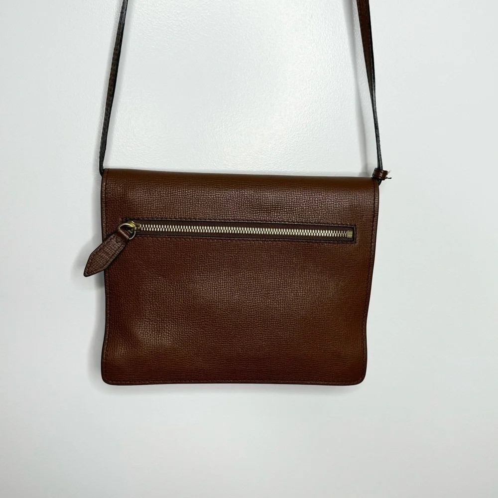 BURBERRY Derby Calfskin House Check Small Macken Crossbody Bag Tan